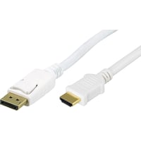 DELTACO DisplayPort til HDMI monitorkabel, 20-pin han-han, 2m, hvid