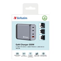 Verbatim - Gnc-200 Gan Charger 4 Port 200w Usb-a/usb-c