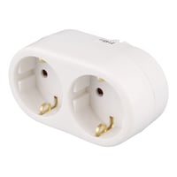 Earthed power outlet with two child protected sockets