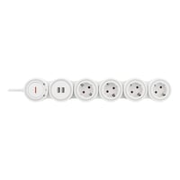 DELTACO Flexible 4-Socket Power strip, 1,4m, 16A 3500W, 2x USB-A, whit
