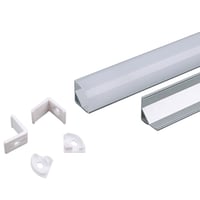 Aluprofil til LED-strips, hjrneprofil, 2000x15,8x15,8 mm, slvfarvet