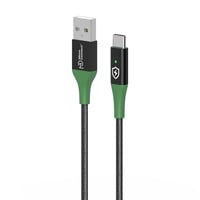 Smart Charge USB-A til USB-C kabel, 1 meter, sort/grn - MicroConnect