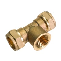 Kompressions tee med muffe, 15 mm, 1/2″, 15 mm