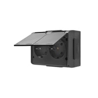 Dobbelt Schuko-stikkontakt, kompakt, IP44, sort - Simon X4