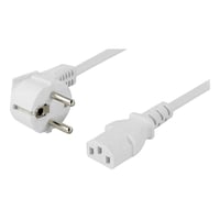 DELTACO grounded power cable, angled CEE 7/7 to IEC 60320 C13, 10m, hvid