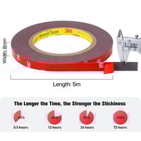 Billede af 3M dobbeltsidet tape 8mm til aluprofiler, 5 meter rulle - Selvklbende tape til fastgrelse af genstande p aluprofiler