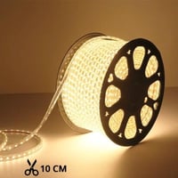 5m 10W/m vandtæt LED strip (Type X-2) - 230V, IP67, 1300lm/m, Kan klippes for hver 10cm, op til 100m - Forpakning : Længere stykke (antal x 5m.), Kulør : Varm