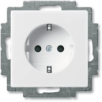 ABB basic55 Schuko stikkontakt, blank hvid, 16A, 1 modul, afdækning med pillesikring medfølger