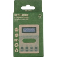 Deltaco USB battery charger 4xAA/AAA NiMH/NiCd batteries white