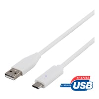 Deltaco Usb 2.0 Cable, Type A, Type C Ma, 0.25m, White - Ledning
