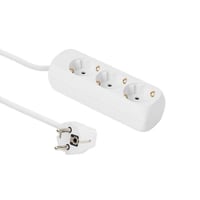 3-stik Schuko-stikkontakt forlængerledning, 3 meter, hvid
