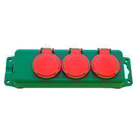 Bandit 3-Stikdåse m/j uden ledning, rød/grøn, IP44