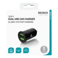 12/24 V USB car charger dual USB-A ports, 36 W, 12/24 V