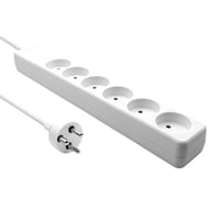 dansk strmskinne, 6 udtag, hvid, 5 meter kabel