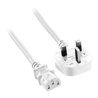 Strmkabel, UK Type G - C13, 2 meter, hvid, BS 1363, H05VV-F 3G0,75, 13A sikring - MicroConnect