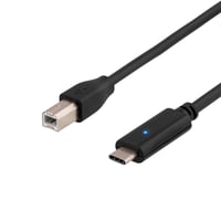 DELTACO USB 2.0 kabel, Type C M - Type B M, 1m, sort