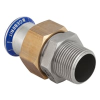 Mapress Rustfrit, 22 mm x ?" union med overgang og flad pakning, presmuffe/nippel (R) - Geberit