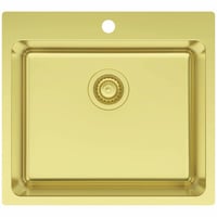 LA 550 køkkenvask i rustfri stål i farve PVD Messing - center hanehul & bagplade - udvendig mål: 550x500 mm - kumme mål: 500x400 mm