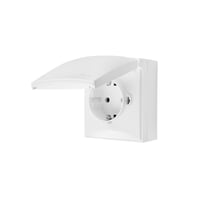 Schuko-stikkontakt, Simon X4, med sikkerhedslukkere, 16 A, 250 V~, skruels, hvid