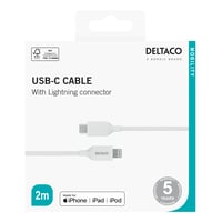 USB-C- Lightning KABEL, 2M, hvid