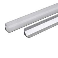 2m hjørneprofil monteringssæt - 15,8x15,8mm, sølv, inkl. mælkehvidt cover, klips og endestykker