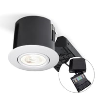 Nordtronic Quick Install G2 5-polet indbygningsspot, GU10, inden- og udendrs inkl. LED-pre (Nordtronic Dim To Warm / CRI>90 FlickerFree / 5W / 350lm / 38 / 1800-3000K / G / dmpbar), hvid (mat)