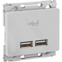 LK OPUS 66, Dobbelt USB-lader (op til 2100mA ladestrm), 1 modul, lysegr – Lauritz Knudsen