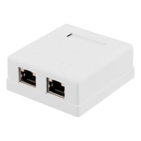 DELTACO shielded network socket, Surface UTP 2xRJ45, Cat6, hvid