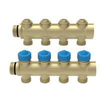 Wavin Comfina 3/4" gulvvarme fordelerrør, 4 kredse, 20 mm pex koblingssæt