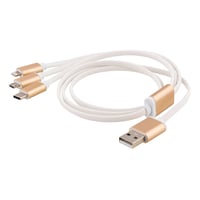 EPZI Multi-Charger, USB-C, Lightning, Micro USB, USB-A, 1m, hvid