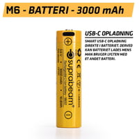 Suprabeam M6-serie Batteri Li-Ion 18650, 3000mAh, USB-C Opladning