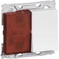 OPUS 66, Afbryder 1-polet med rd LED halvmodul lampe (til f.eks. ledelys), 1 modul, hvid - Lauritz Knudsen billede