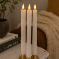 3-pak Hvide Led Stearinlys Med Flammeeffekt, 2,2cm, Hjde 24,5cm, Fjernbetjening Og Timer - Ledlife