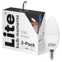 Lite Bulb Moments E14 C35 RGB, 2700 - 6500K, 4,5W, mlkehvid, kertel lyskilde, Wi-Fi, 3 stk.
