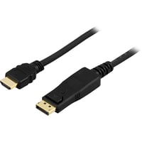 DELTACO DisplayPort til HDMI monitorkabel med lyd, 20-pin han - 19-pin