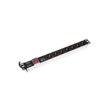 BKT Elektronik Powerpanel, 7x Schuko, Afbryder og LED, 1U, Sort, Transientbeskyttelse