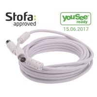 High Grade antenne tilslutningskabel med IEC-han og -hun stik (YouSee/Stofa godkendt), 5 meter - Triax