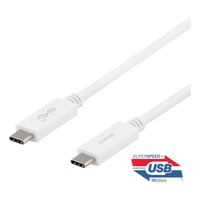 DELTACO USB-C - USB-C kabel, 1m, USB 3.1 Gen 2, E-marker chipset, hvid billede