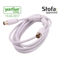 High Grade antenne tilslutningskabel med IEC-han og -hun stik (YouSee/Stofa godkendt), 3 meter - Triax