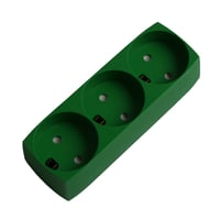 Stikdåse 3 runde m/jord forstærket grøn