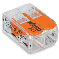 Billede af WAGO Serie 221 - Skruels samlemuffe med 2 huller huller for 0,2 til 4 mm ledning, transparent - 10 stk. hos WATTOO.DK