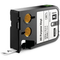 DYMO XTL tape, vinyl, 12 mm, sort p hvid