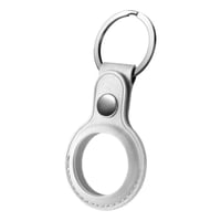 Apple Airtag Case Keychain Vegan Leather White Fra Deltaco