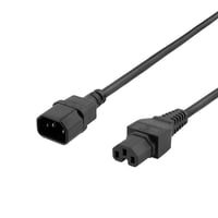 DELTACO extension cord IEC C15 - IEC C14, 1m, sort