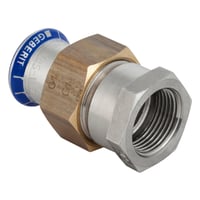 Mapress Rustfrit, 18 mm x ??" union med overgang og flad pakning, presmuffe/muffe (Rp) - Geberit