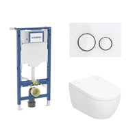 Geberit Duofix 112 cm toiletpakke inkl. Geberit AquaClean Alba douchetoilet vghngt, Geberit Sigma50 round hvid/krom