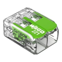 Green samlemuffe, 2×0,2-4 mm, transparent, serie 221 – WAGO