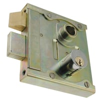ASSA ABLOY Gitterportls 5908, u.cyl, ii-v, venstre, dornml 69 mm, gulkromateret, 5-stiftet cylinder