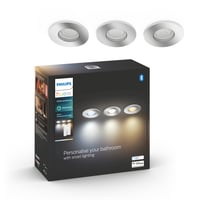 Philips Hue Adore indbygningsspot downlight, White ambiance + switch, 1940lm, krom, rund, Bluetooth + Zigbee (3-pak)