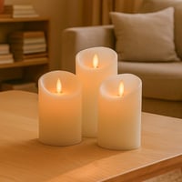 Led Bloklys Med Bevgelig Flamme Hvid Stk Inkl Fjernbetjening Timer Gte Stearin